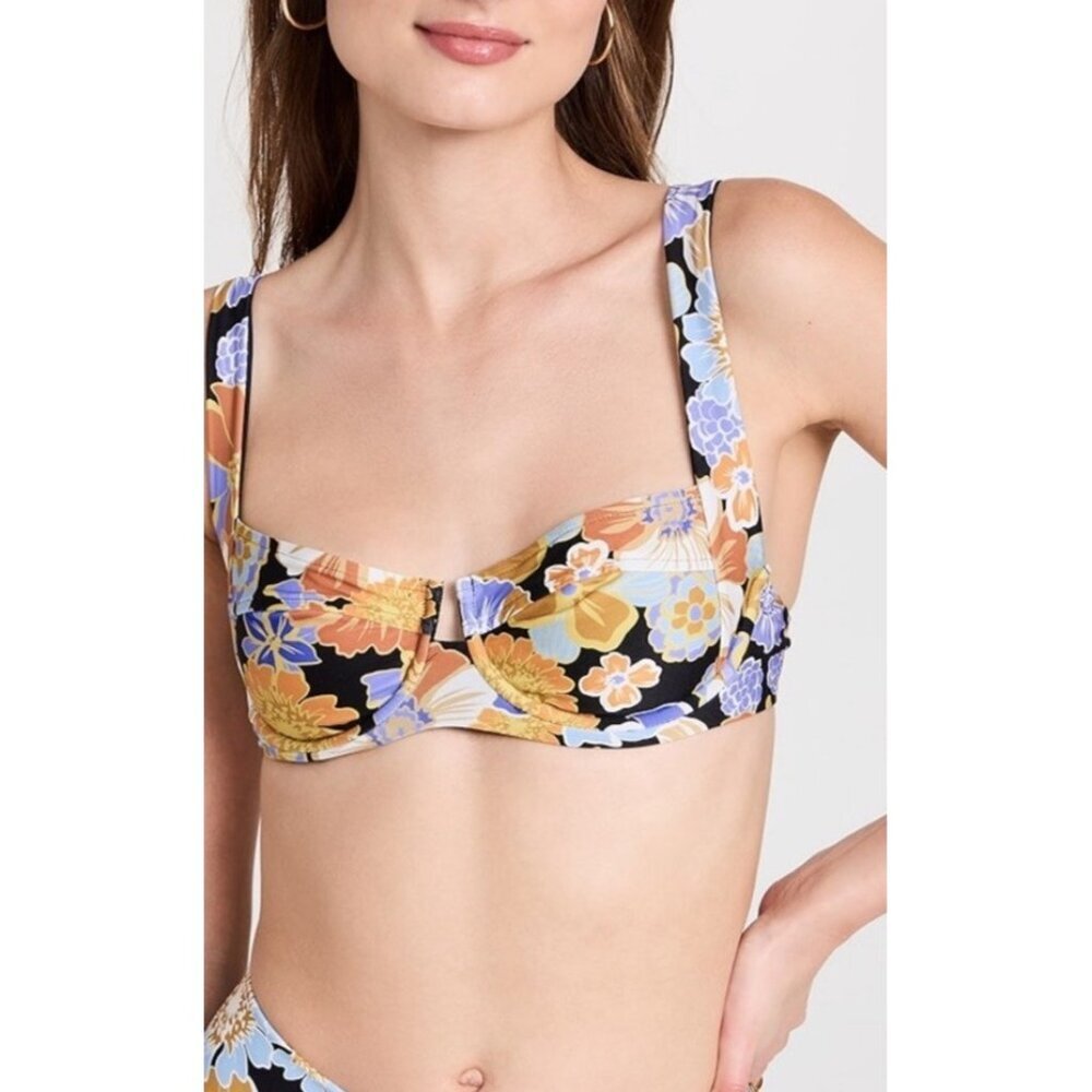 L*Space Floral Bikini Top - Blue, Orange, Black